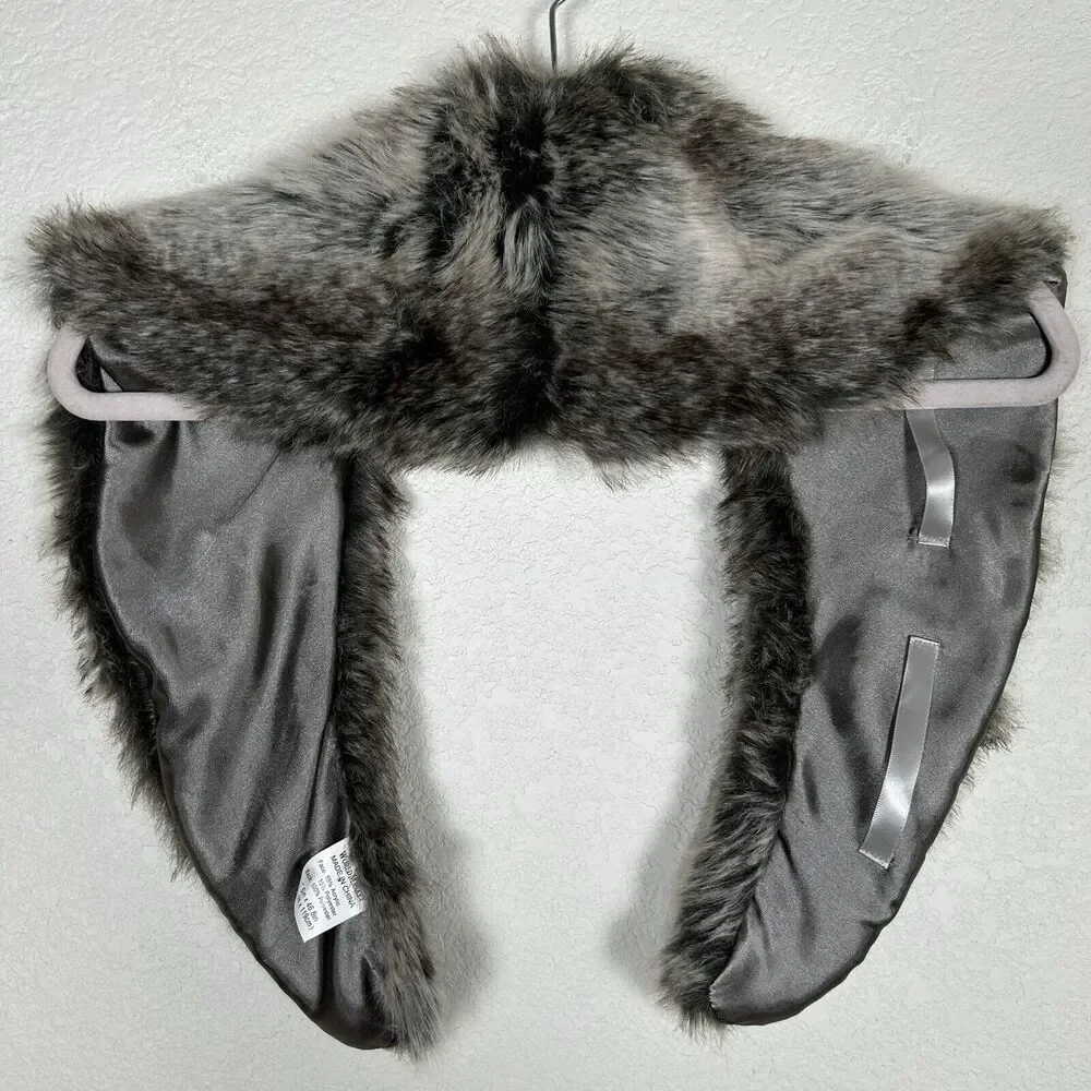 Faux Fur Collar Scarf adjustable Satin Lined Mob Wife Luxury Romantic